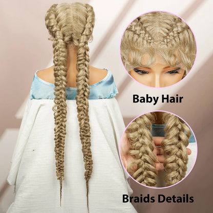 Synthetic Goddess Braided Wigs Cornrow Braided Wigs with Baby Hair Braids Wigs for Women Daily Use Knotless Wigs Good Vibrations
