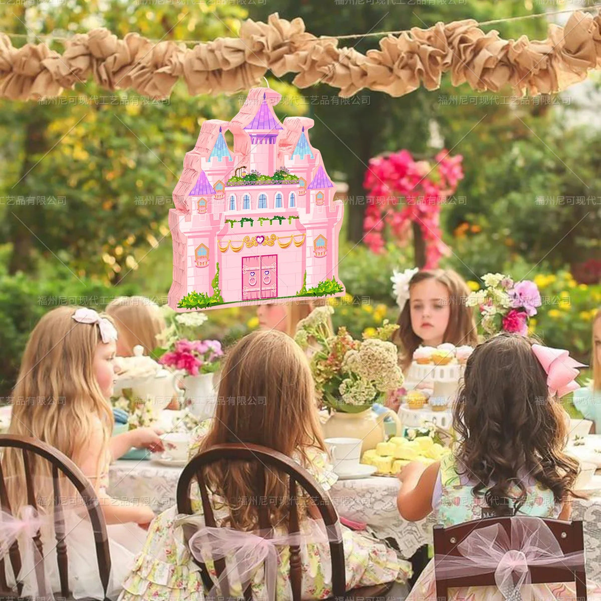 Princess Castle Hanging Pinata with Stick Blindfold Confetti Kids Birthday Party Decoration Game Candy Container Gift Fillers Good Vibrations