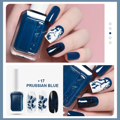 KADS 24 Colors Stamping Nail Polish Black White Gold Silver Nail Art Printing Varnish for Stamp Plate Nail Polish Lacquers Good Vibrations
