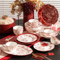 1Set New Luxury Red Rose Ceramic Tableware Household Bowl Spoon Plate Dinner Dinsh Kitchen Cutlery Home Decor Good Vibrations