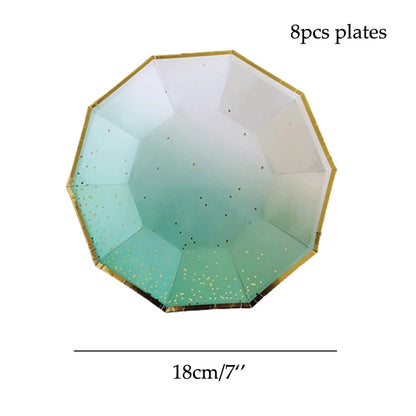 Pink Party Plates Rainbow Gold Dot Dinner Plates/cups/straws/Napkin Dishes Party Birthday Wedding Party Event Tableware Decorate Good Vibrations