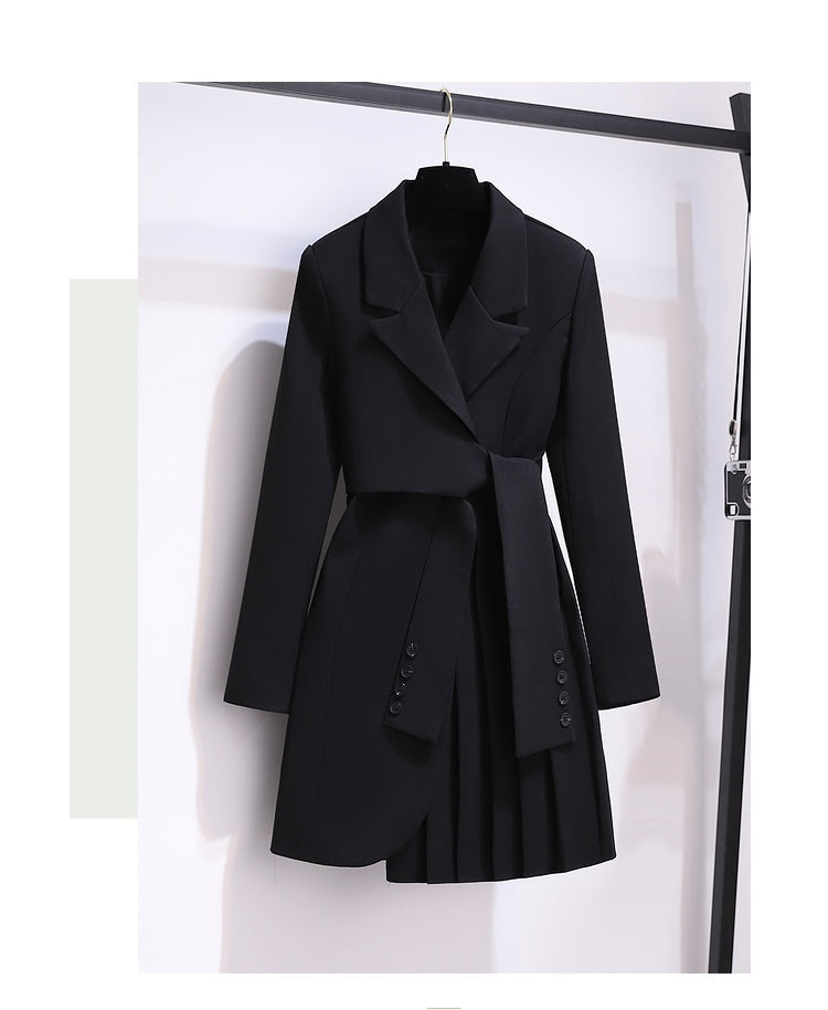Blazer Women 2025 Spring New Fashion Women Clothing Suit Skirt Jacket Belt Waist Slim Suit Women Blazer Long Coat Black Blazers Good Vibrations