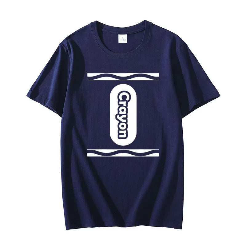 Pick Any Color Crayon Box Halloween Costume Couple & Group T-Shirt Gifts Letters Printed Graphic Tee Tops Basic Cotton Outfits Good Vibrations