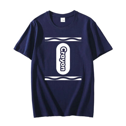 Pick Any Color Crayon Box Halloween Costume Couple & Group T-Shirt Gifts Letters Printed Graphic Tee Tops Basic Cotton Outfits Good Vibrations