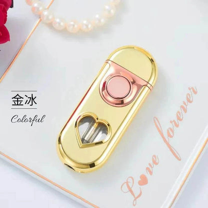 Metal Love Double Flame Butane Gas Lighter Creative LED Blue Light Transparent Gas Window Grinding Wheel Ignition Cigar Lighters Good Vibrations Adult Super Store