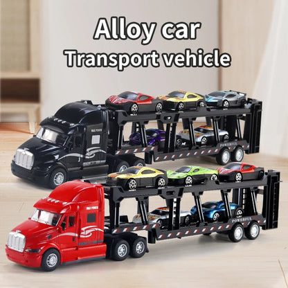 Alloy Toy Car Big Truck Container Truck Transporter Boy Model Set Christmas Halloween Gift Good Vibrations
