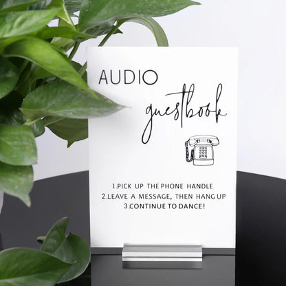 Audio Guestbook Pick Up The Phone Leave A Message For The Newlyweds Clear Glass Look Acrylic Wedding Sign, Guest Book Lucite Good Vibrations