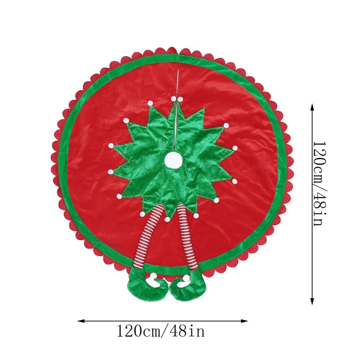 Christmas Tree Skirt 3D Elf Mat XmasTree Skirts Indoor Outdoor Tree Foot Cover Winter Holiday Party Decorations for Home Good Vibrations