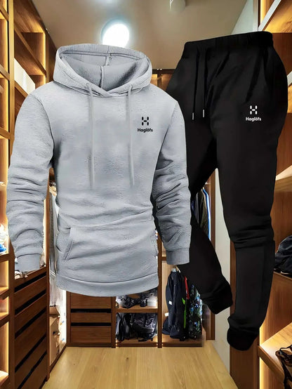 Men'S Autumn and Winter Pattern Casual Two-Piece Set Hoodie Sweatshirt Long Pants Suit with Pockets Regular Fit Outdoor Sports Good Vibrations