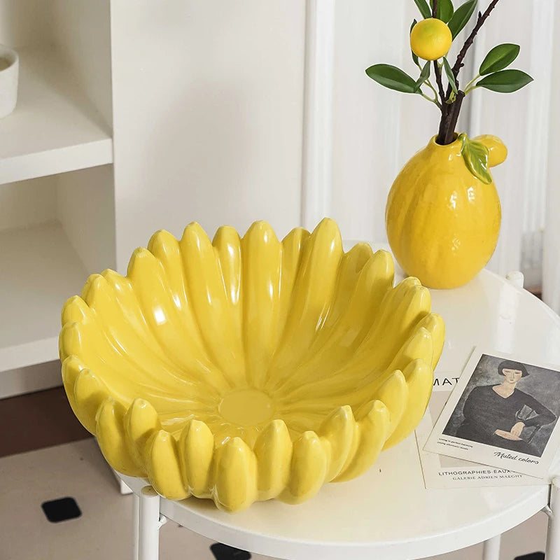 Creative Ceramic Fruit Plate High-End Dining Table Snack Dish Living Room Decorative Ornament for Coffee Table Good Vibrations