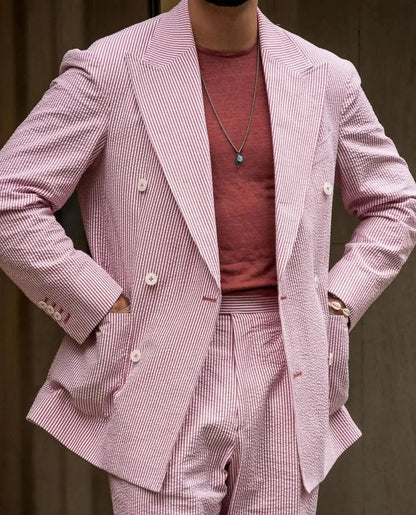 Men's Striped Suit Two Piece Suit Elegant Fashion Suit Business Casual Work Wear Party Dress Men's Commuter Wear Men's Clothing Good Vibrations