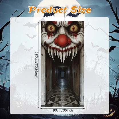 Halloween Decorations Door Cover,Spooky Witch and Zombie Theme Wall Decor,Indoor Outdoor Haunted House Themed Decoration 2D Scen Good Vibrations