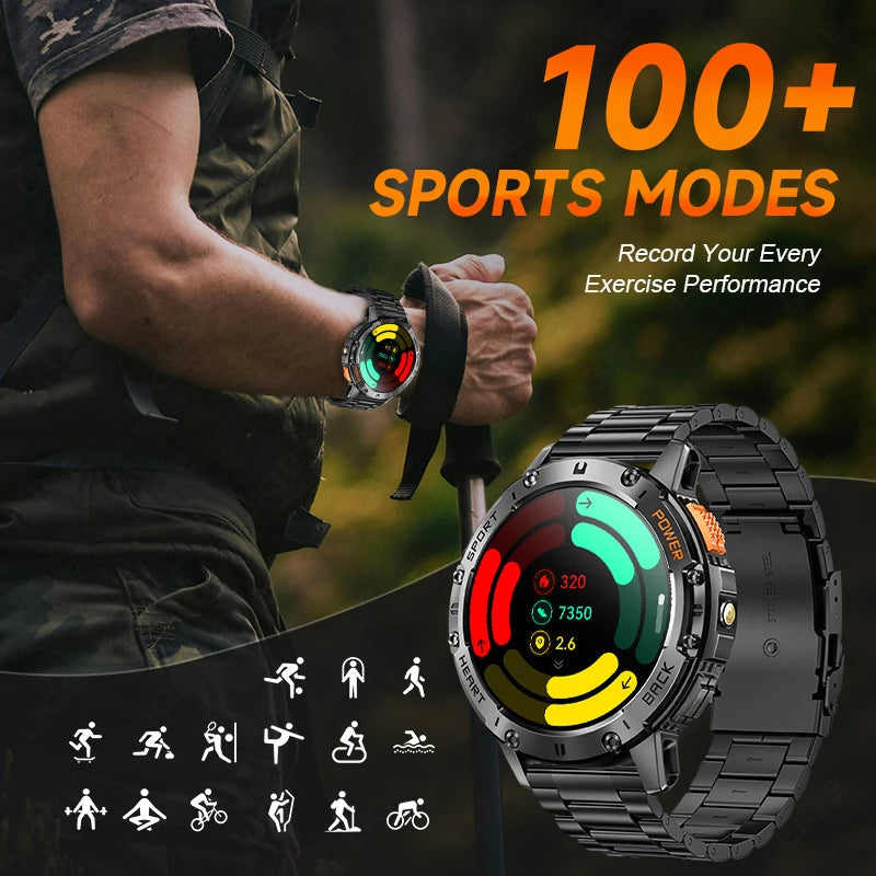 For Android ios New AMOLED Smart Watch Men with Flashlight Sports Waterproof Fitness Tracker Bluetooth Call Smartwatch Man+Box Good Vibrations