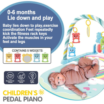 Baby Fitness Stand Music Play Gym Activity Toys Newborn Piano Crawling Blanket Pedal Game Pad Early Education 0-36 Months Gifts Good Vibrations