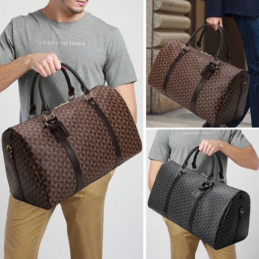 GOYN Vintage Large Travel Duffle Tote Bag for Women And Men Durable Leather Weekender Carry-On Travel Bag for Airplan Gym Work Good Vibrations