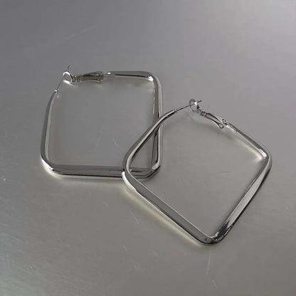2026 Fashion Gold Color Big Square Hoop Earrings For Women Exaggerated Metal Geometric Irregular Circle Earrings Jewelry Good Vibrations