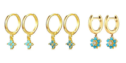 925 Sterling Silver Needle Summer Blue Earrings Trend 18K Gold Hoop Earrings for Women Fashion Puncture Jewelry Ear Accessories Good Vibrations