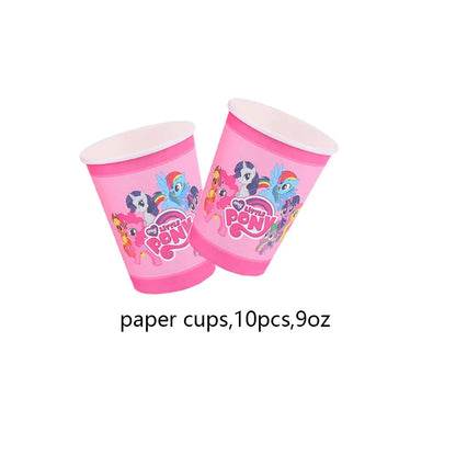 My Little Pony themed children's birthday party supplies, girls' first birthday tablecloth, tableware, paper cups, flag-raising Good Vibrations