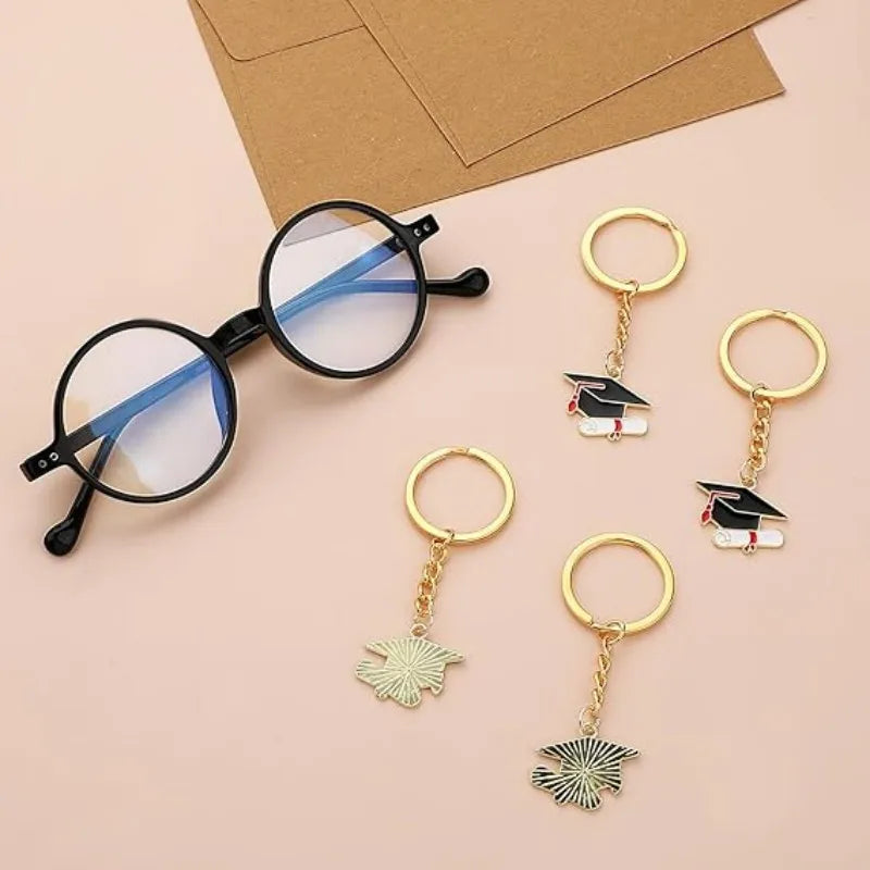 20 Graduation Gifts: Graduation Cap-shaped "Happy Graduation" Keychains. Metal material, suitable for graduation/school return g Good Vibrations