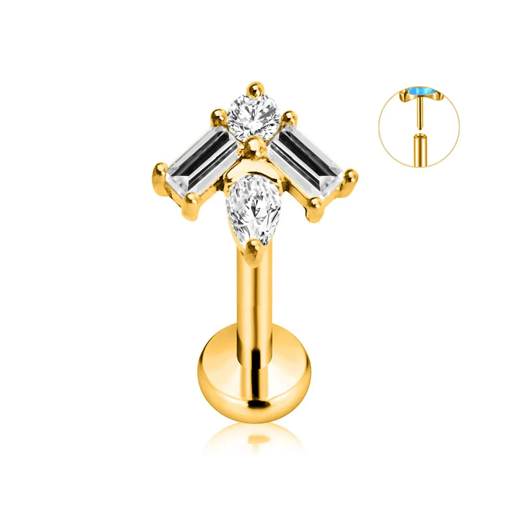 ASTM F136 G23 Titanium Flower Petals Star Heart Butterfly Threadless Piercing Pin Push in Labret Daith Conch Earring 16G 18G 20G Good Vibrations