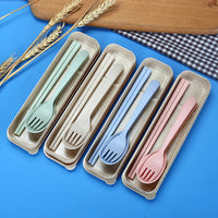 Fork Spoon Chopsticks Bowls Cup Dish Dinnerware Set High Grade Wheat Straw Tableware Children's Unbreakable Dishes Camping Set Good Vibrations