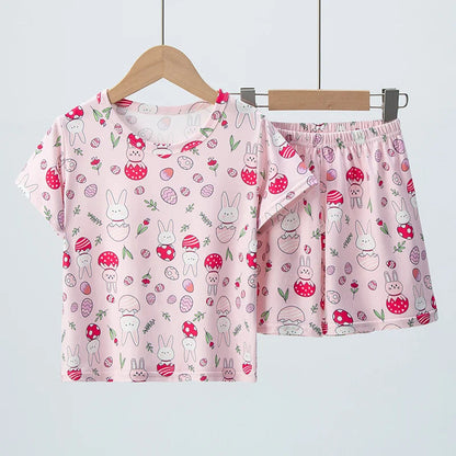 2-piece Summer Children's Comfortable And Versatile Cute Short sleeved Shorts Set For Boys And Girls Casual Home And Outdoor Set Good Vibrations