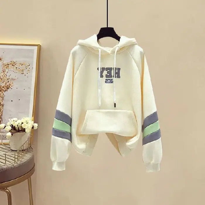 Sports Set for Women in Spring and Autumn New Korean Version Color Blocking Hooded Top Casual Pants Age Reducing Two-piece Set Good Vibrations