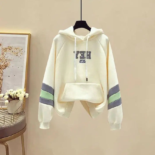 Sports Set for Women in Spring and Autumn New Korean Version Color Blocking Hooded Top Casual Pants Age Reducing Two-piece Set Good Vibrations