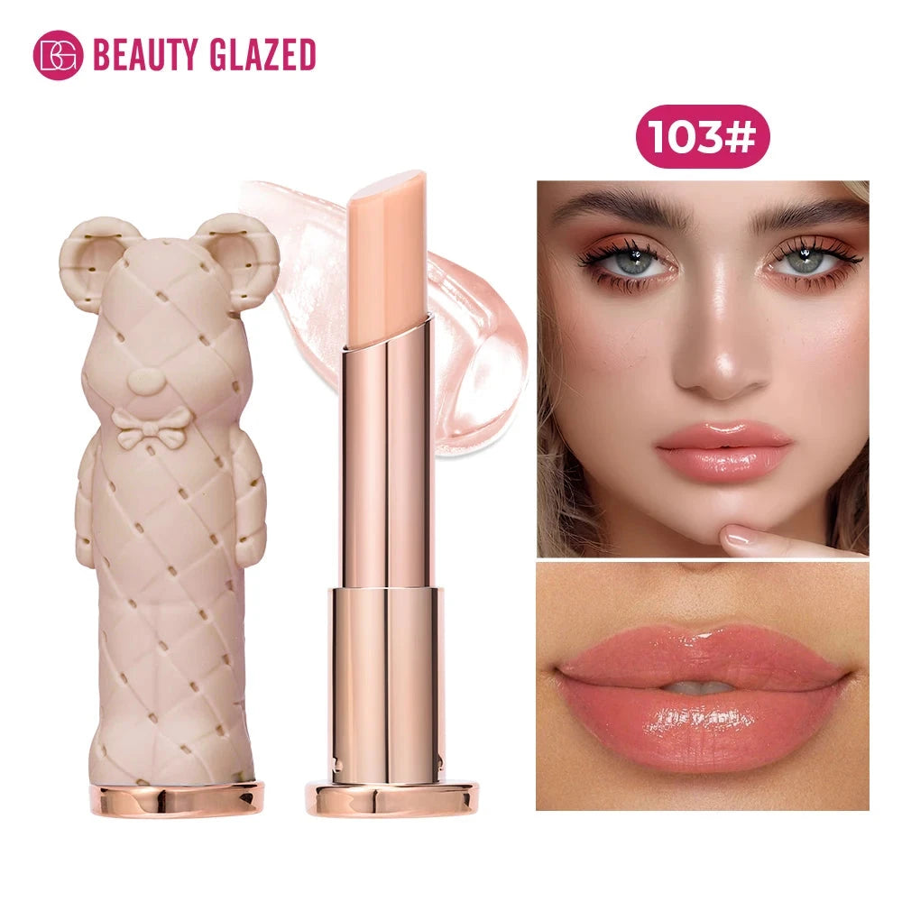 Beauty Glazed Bear Moisturizing Lipstick,Colored Lip Balm,Nourishing Lip stick,Easy To Color,Watery Good Vibrations
