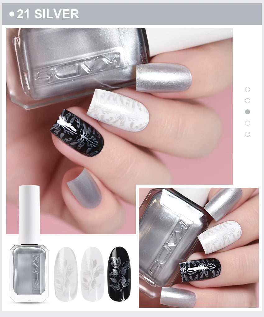 KADS 24 Colors Stamping Nail Polish Black White Gold Silver Nail Art Printing Varnish for Stamp Plate Nail Polish Lacquers Good Vibrations