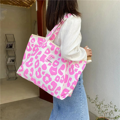 Designer Women's Shoulder Bags Brand Handbags Fashion Large Capacity Leopard Canvas Bags Luxury Shopping Tote Bag Female Purses Good Vibrations