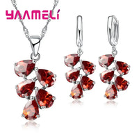 Anniversary Gift For Women Trendy 925 Sterling Silver Color Jewelry Sets Cubic Zirconia Pendants Necklaces Charm Hoop Earrings Good Vibrations Adult Super Store