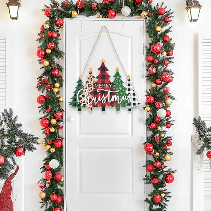 Christmas Door Hanging Merry Christmas Decorations for Home 2025 Navidad Xmas Tree Wall Pendant New Year 2026 Good Vibrations