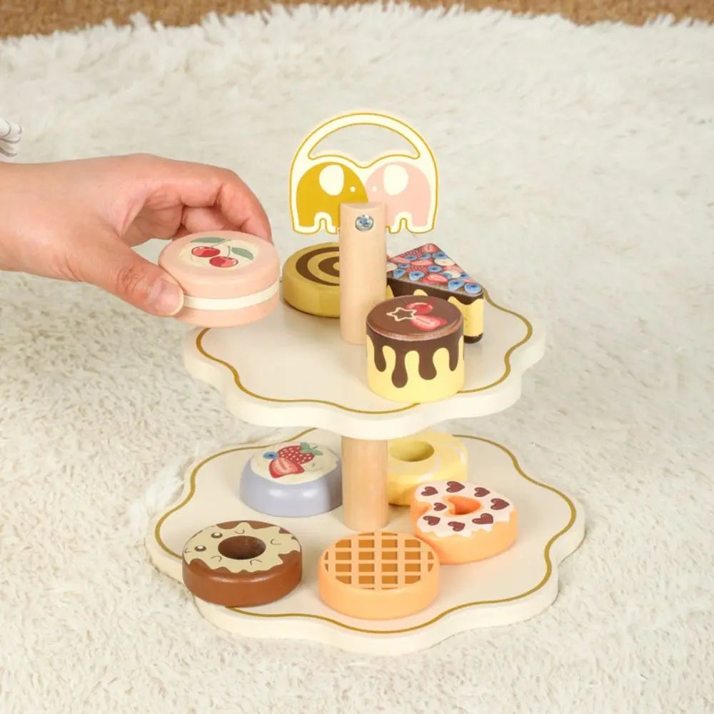 Wooden Afternoon Tea Set Toy Simulation Assembled Tea Set Play Toy Montessori DIY Minature Pretend Play Kitchen Set Kids Gifts Good Vibrations