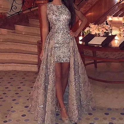 Wedding Party Dress Female Evening Elegant Sexy Deep V Neck Strap Sleeveless Sequined Long Maxi Dresses for Women 2024 Good Vibrations