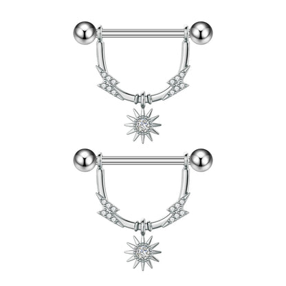 2pcs Both Sides Screwed Shield Barbell Nipple Rings 16mm Length Nipple Piercings Nonbril U-Shaped Dangled Heart Nipple Jewelry Good Vibrations