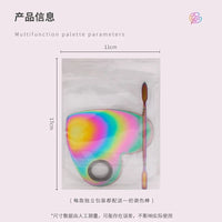 1set Stainless Steel Nail Makeup Palette Colorful Palette with Spatula Stick Nail Polish Mixing Plate Foundation Eyeshadow Mixer Good Vibrations