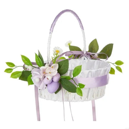 Natural Easter Theme Basket with Decorative Egg Flower For Couples And for Outdoor Activity Spring Event Good Vibrations