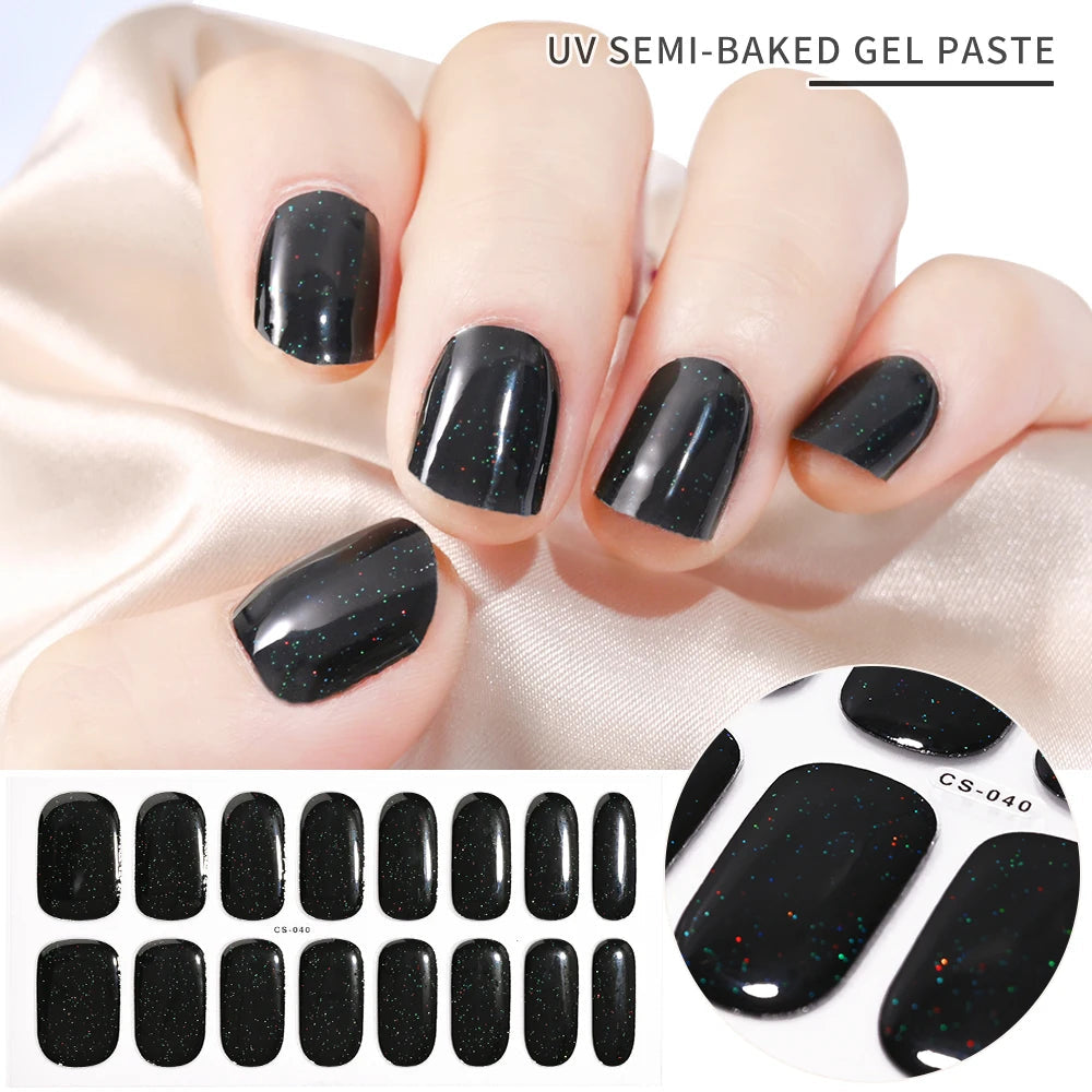 UV Semi-Cured Gel Nail Wraps Stickers Strips French Long Lasting Full Cover LED Gel Semi Cured Nail Sliders For Nail Extension & Good Vibrations