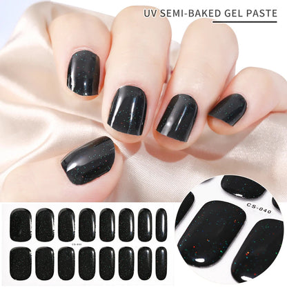 UV Semi-Cured Gel Nail Wraps Stickers Strips French Long Lasting Full Cover LED Gel Semi Cured Nail Sliders For Nail Extension & Good Vibrations