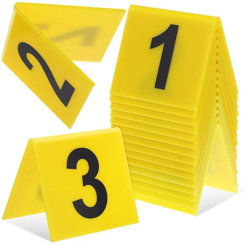 10Pcs Double Sided Acrylic Crime Scene Markers 1-10 Table Numbers for Restaurant Wedding Banquet Detective Game Party Decoration Good Vibrations