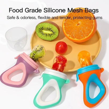 Infant Baby Food Fruit & Vegetable Feeder with Medium Mesh Bag Food Grade Liquid Silicone Yummy Nourishment Feeding Good Vibrations