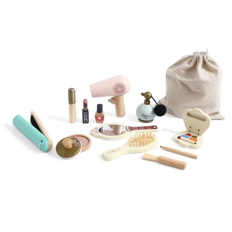 Wooden Baby Toys Simulation Cosmetics Set Pretend Makeup Toys Girls Playing House Game Children Early Education Montessori Toys Good Vibrations
