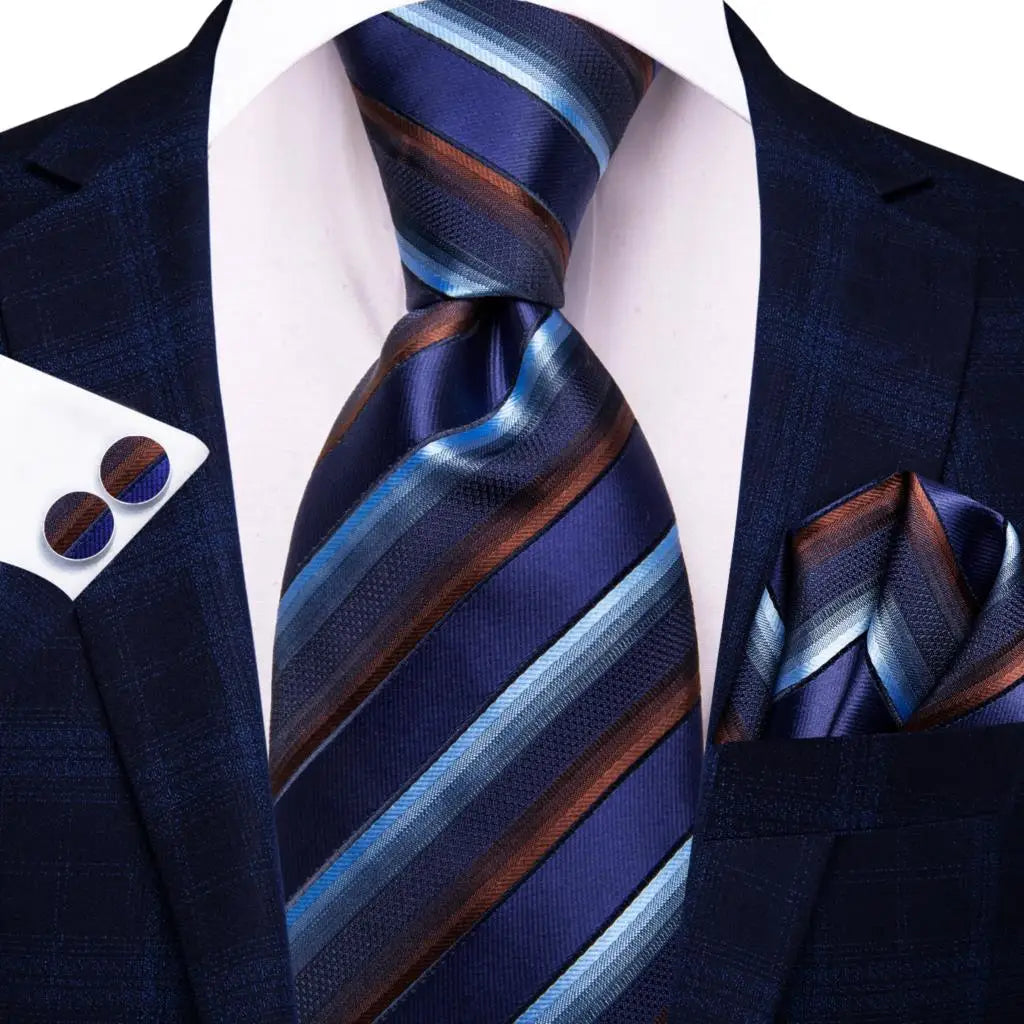Hi-Tie Blue Business Solid 100% Silk Men's Tie NeckTie 8.5cm Ties for Men Formal Luxury Wedding High Quality Gravata Good Vibrations