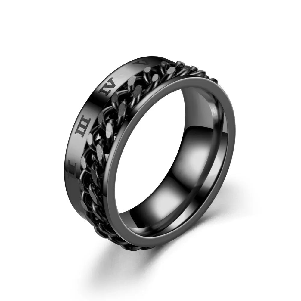 Titanium Steel Rotatable Chain Rings for Women Men Spinner Ring Decompression Multifunctional Chain Ring Bottle Opener Ring Gift Good Vibrations