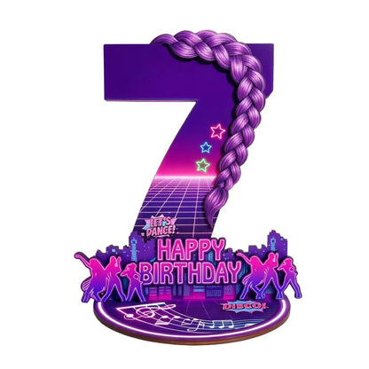 purple disco Music Dance Party Supplies，purple Birthday Centerpiece for Party Decor Wooden Table Photo Prop Number Sign Good Vibrations