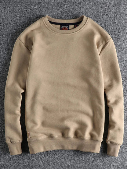 Autumn Winter American Retro Heavyweight Velvet Solid Color Sweatershirt Men's Fashion Pure Cotton Washed Youth Pullover Hoodies Good Vibrations