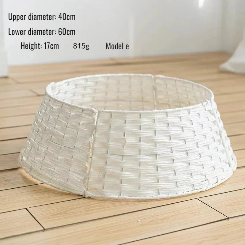 Christmas Tree Skirt Retro Round Basket Xmas Trees Foot Decor Collar for Home Festival Party Background Decoration Gift Good Vibrations