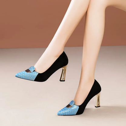 Sexy Fashion Style Women's Heeled Shoes Pointed Tip High Heels One Kick Retro Women Shoes Suede 2025 New Spring Zapatos De Mujer Good Vibrations
