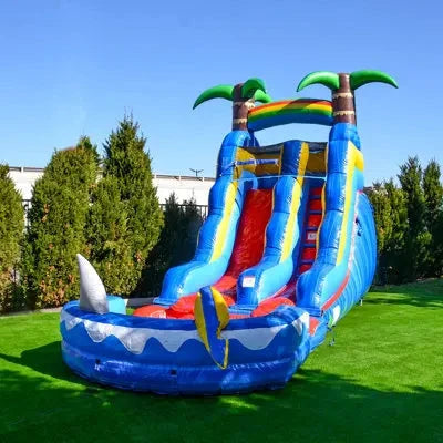 Commercial Outdoor Kids Adults Party Jumping Bouncy Castle Waterslide Toboggan Gonflable Inflatable Tropical Water Slide Good Vibrations
